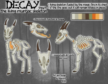 'Decay' Deer skeleton design and reference sheet (2024)