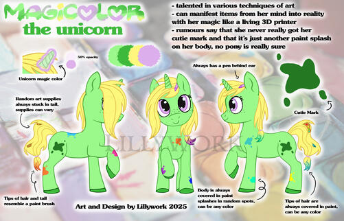 'Magicolor' Unicorn design and reference sheet (2025)
