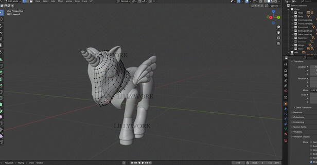 Pony BJD model in viewport (2024)